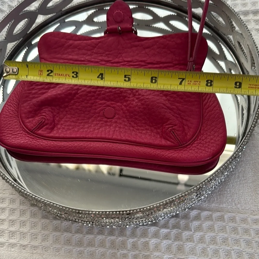 Chic Red Leather Wristlet Clutch